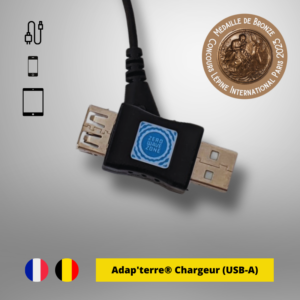 Adap'terre pour chargeur avec connecteur USB-A. L'original primé au concours lémine 2023