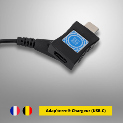 Adap'terre pour chargeur avec connecteur USB-C. La déclinaison de l'Adap'terre primé au Concours Lépine pour les chargeurs rapides.