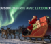 Traineau du père Noël avec des aurores boréales