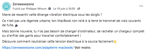 publication facebook sur les picotements macbook